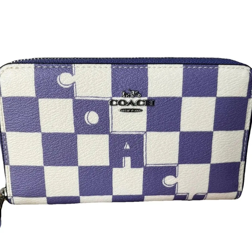 Medium Id Zip Wallet With Checkerboard Print - Picture 1 of 15